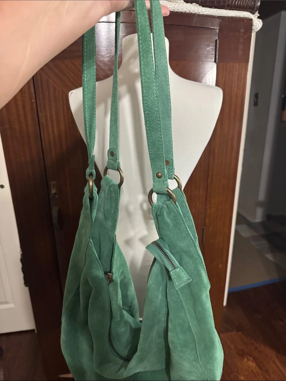 Free People Green Suede Hobo Shoulder Bag